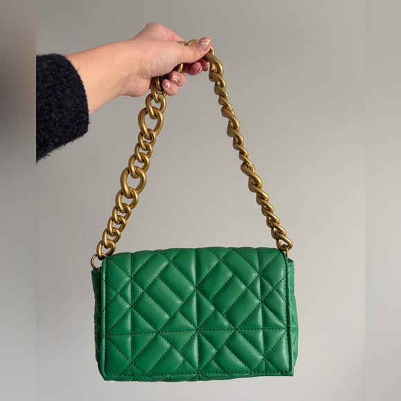 Zara Handbags - Green Faux Leather Shoulder Bag
